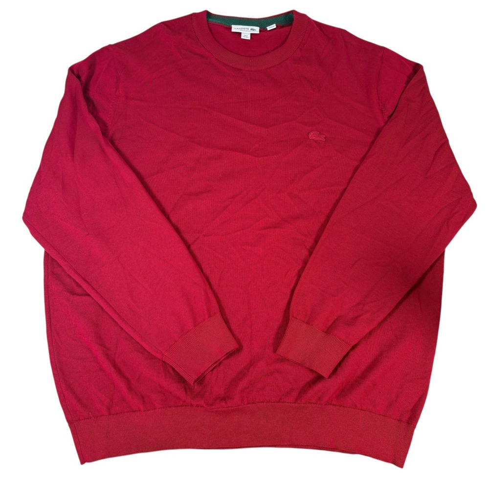 Lacoste Men's Red 100% Wool Crew Neck Sweater Regular‎ Fit Size 3XL